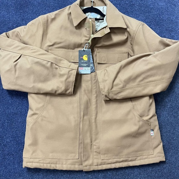 Carhartt FR Duck Traditional Coat Mens Large Brown Quilt Lined Flame Resistant